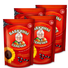 Babkiny roasted sunflower seeds 4-pack in resealable pouch for freshness