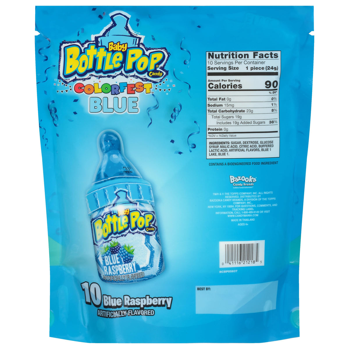 Baby Bottle Pop Colorfest Blue lollipops showing the dipping action for fun