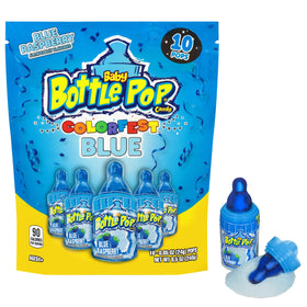 Colorfest Blue Baby Bottle Pop lollipop with powder dip, ideal for dipping and sharing