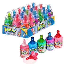 Baby Bottle Pop strawberry lollipop with dipping powder, ideal for party favors