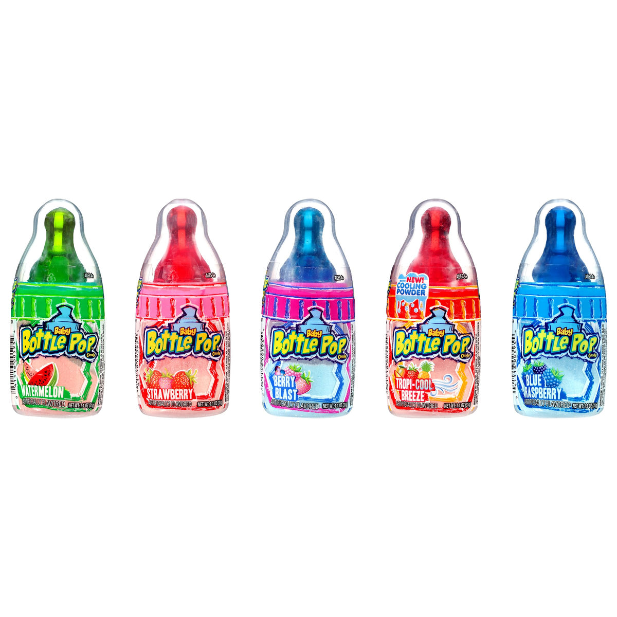 Baby Bottle Pop tropi-cool breeze lollipop with candy powder, tropical party highlight