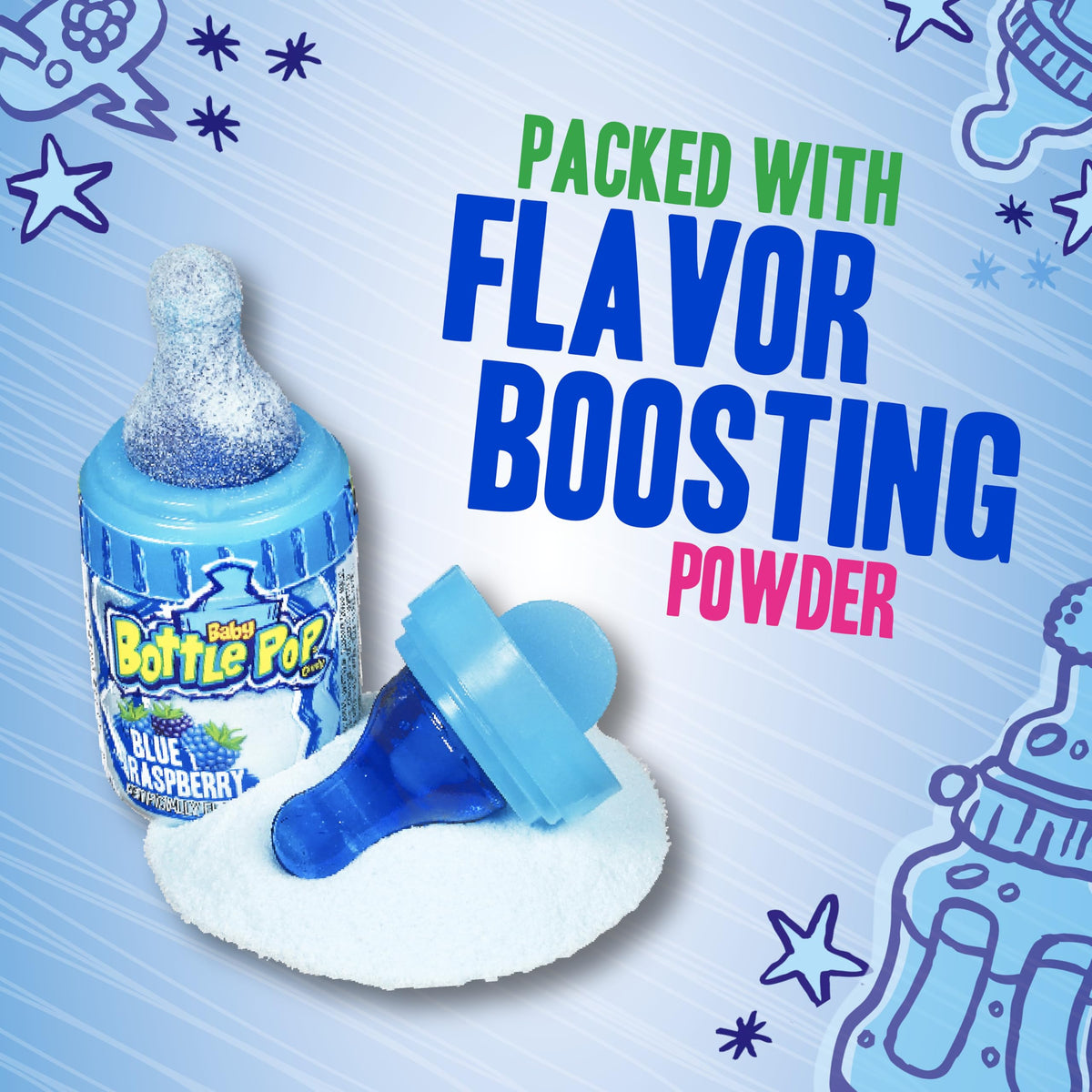 Baby Bottle Pop watermelon lollipop with powder for dipping, perfect for celebrations