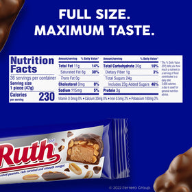 Baby Ruth bars closeup with peanuts highlighting crunchy texture.