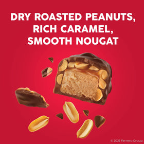 Detail of caramel and nougat with peanuts for rich, chewy bite.