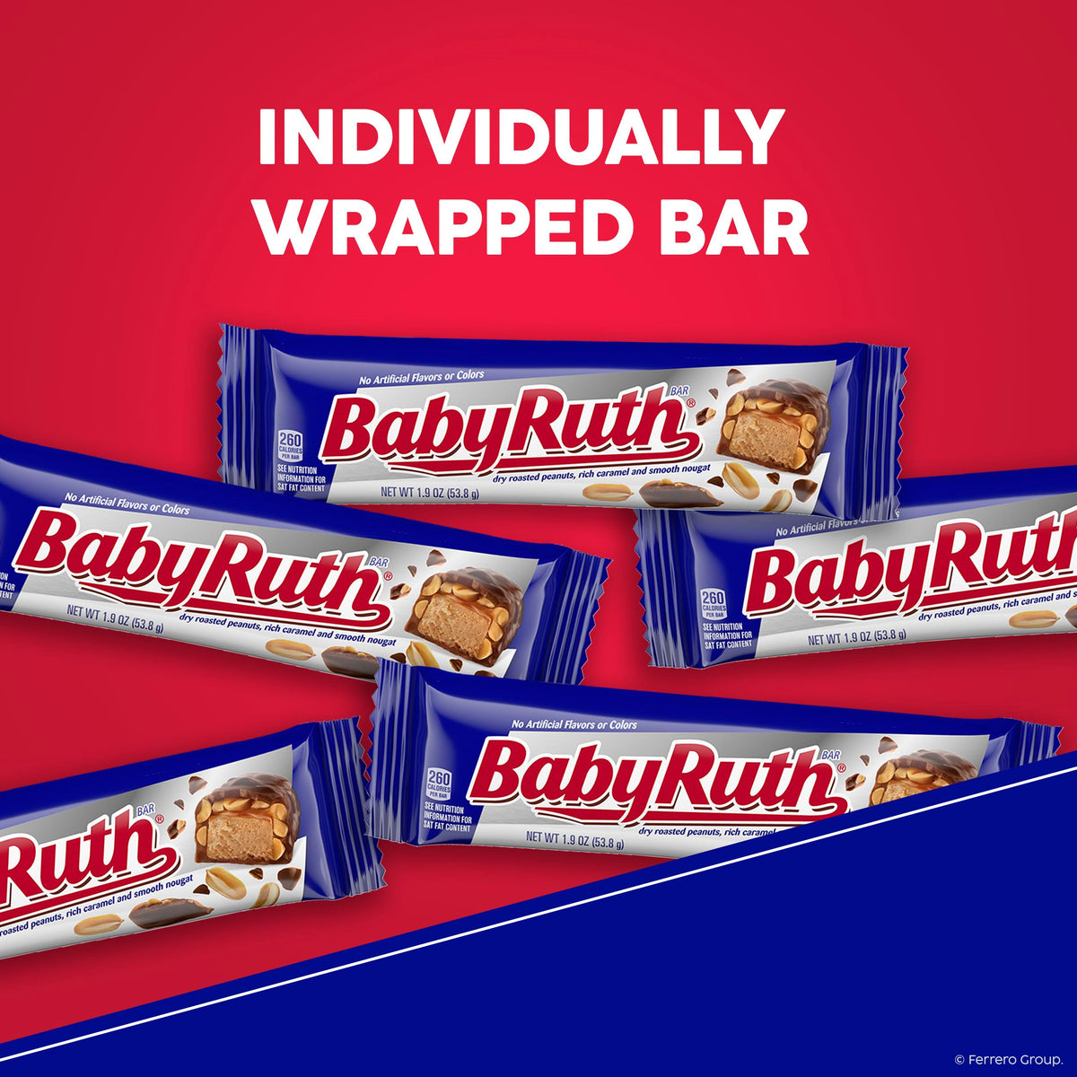 Individually wrapped Baby Ruth bars for vending, gifting, or sharing.