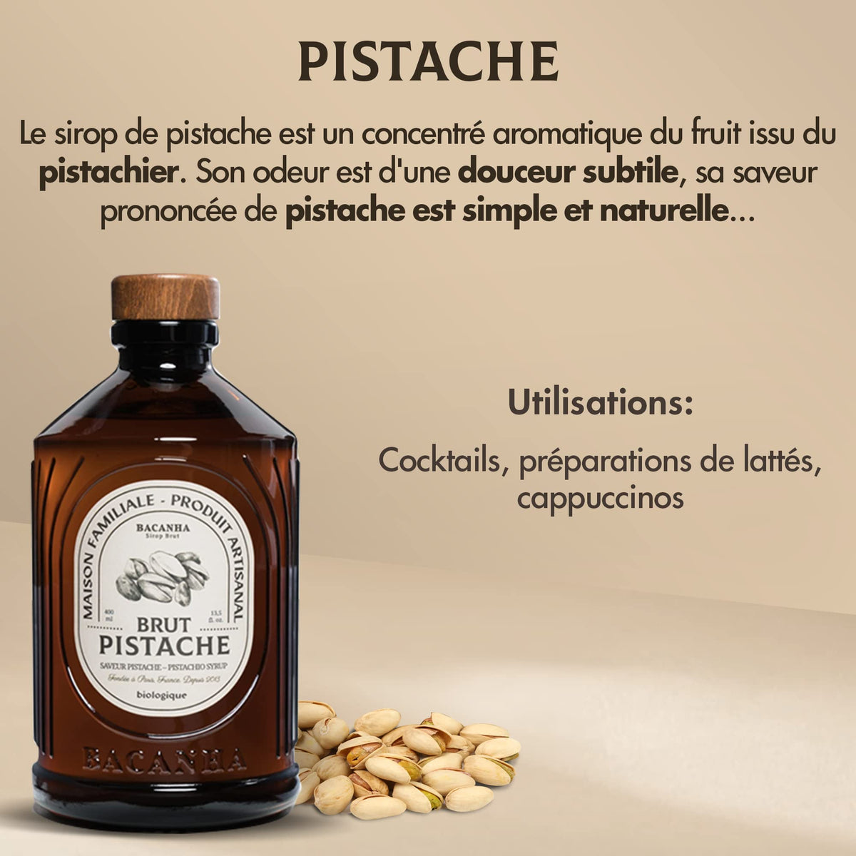Dessert topping with Bacanha Syrup on ice cream or pastries.