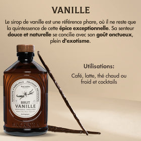 Bacanha vanilla syrup in latte art cup, enhancing aroma and sweet balance.