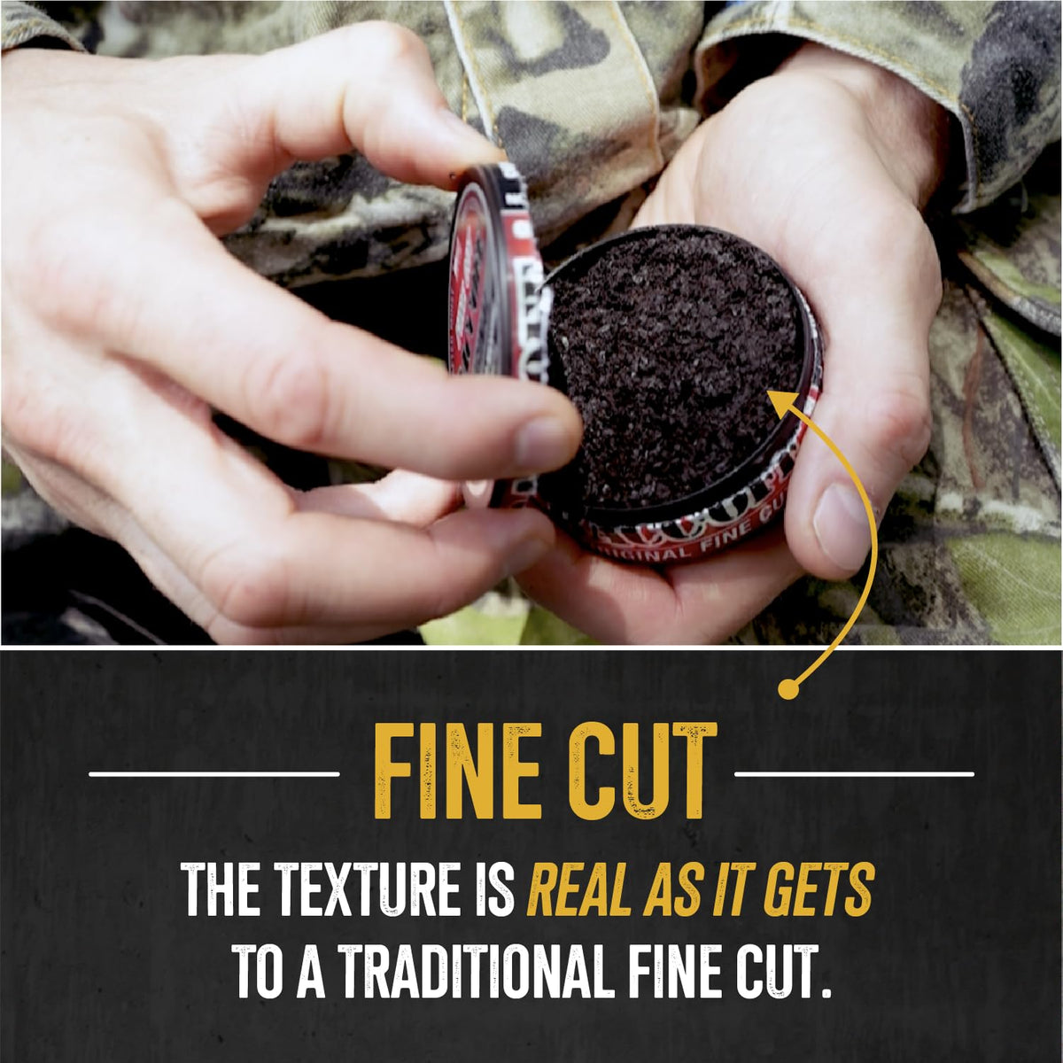 BACC OFF Original Fine Cut packaging emphasizes real ingredients and quality