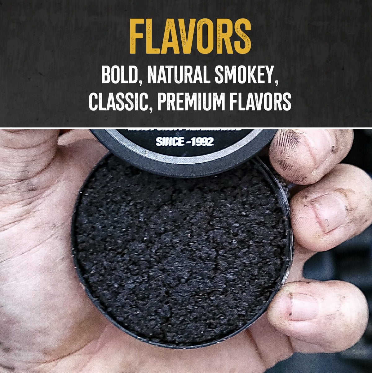 Smoky flavor visual with glass shows bold aroma and smooth finish