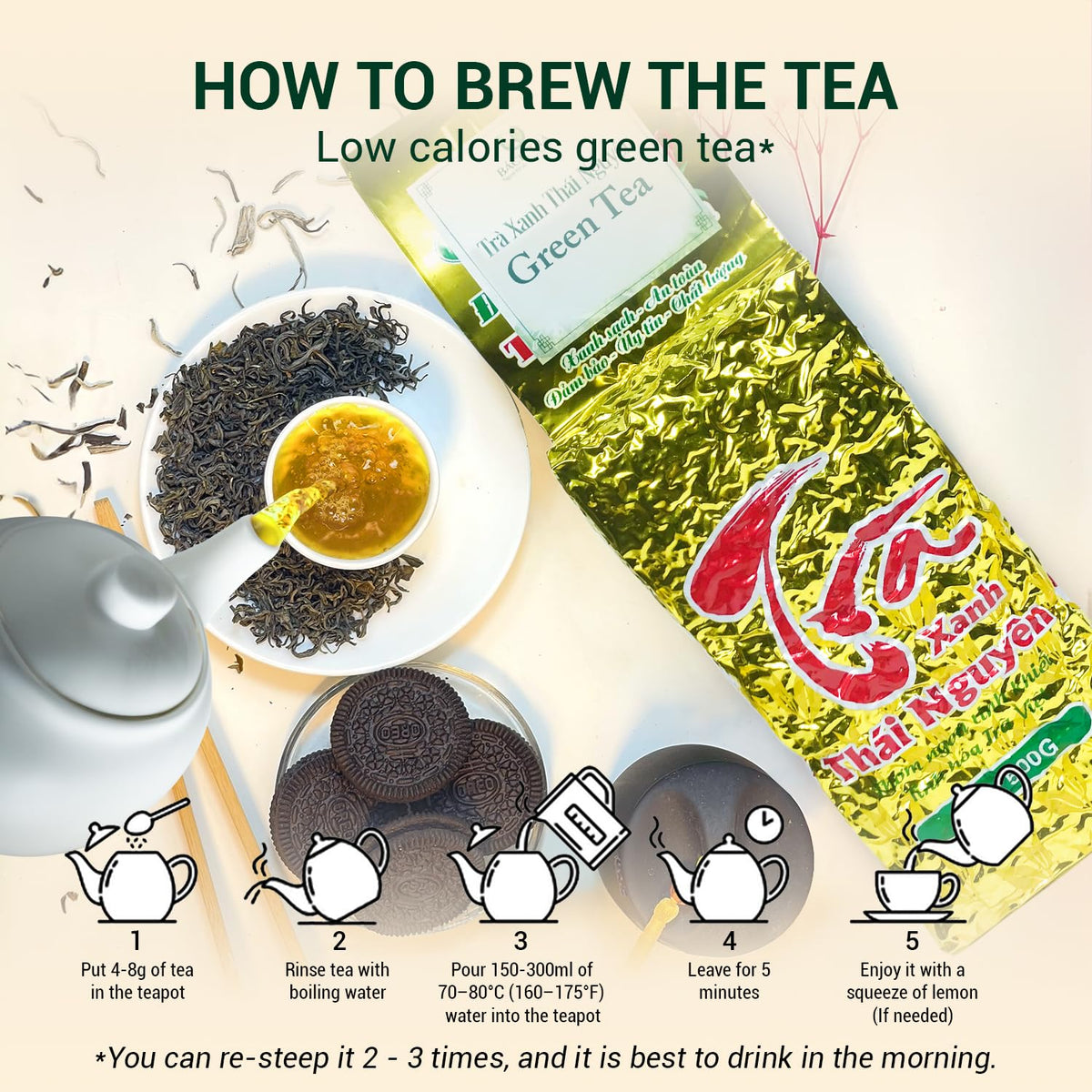 BACH TRA green tea complements morning routines with gentle energy.