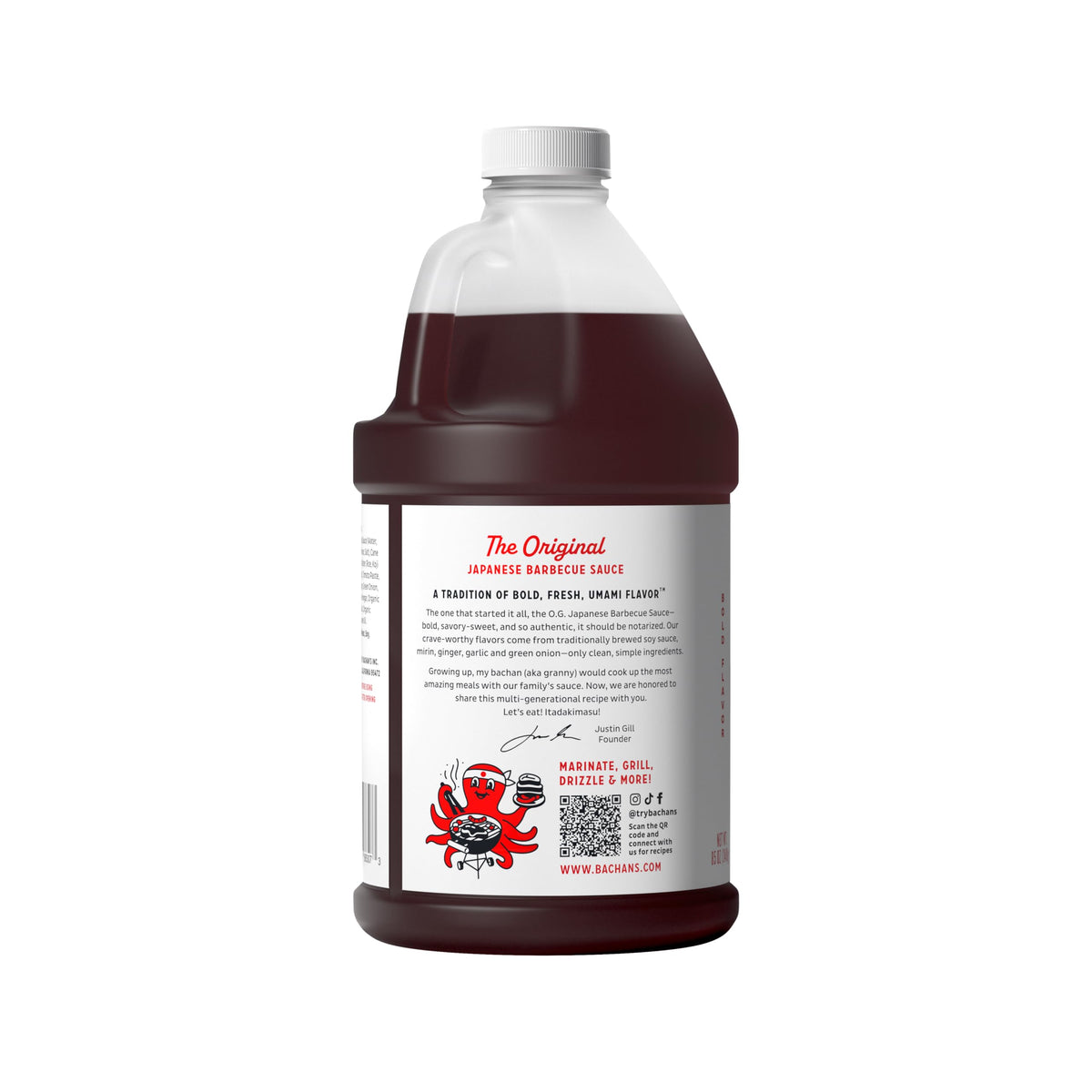 Label closeup highlights preservative-free, cold-filled heritage and clean ingredients