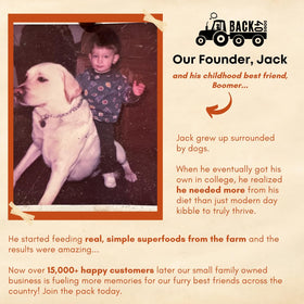 Back 40 Dogs measuring scoop illustrates easy dose for meals