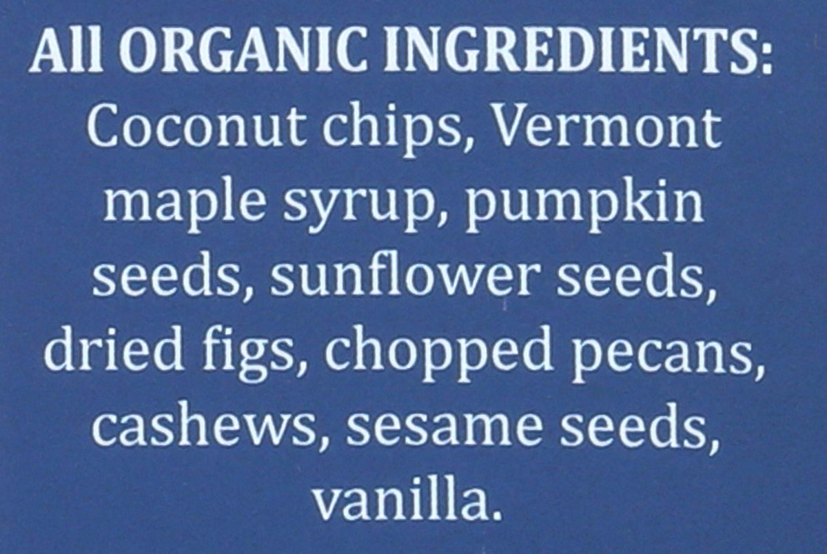 Back Roads Maple Pecan Granola clusters close-up highlighting crunchy texture.