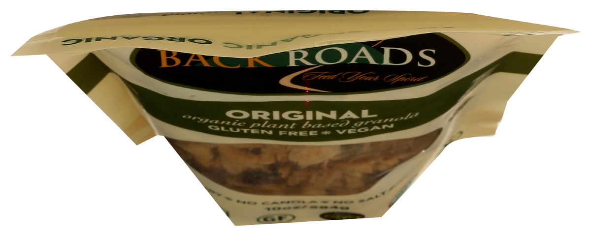 Back Roads Organic Original Granola ingredients laid out for a wholesome mix.