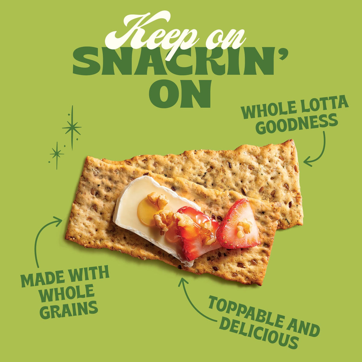 Avocado-topped Back To Nature crackers offer fresh, satisfying bites.