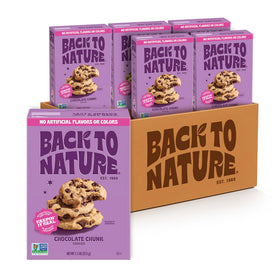Back to Nature Chocolate Chunk Cookies package front highlights wholesome ingredients for easy, tasty snacking.