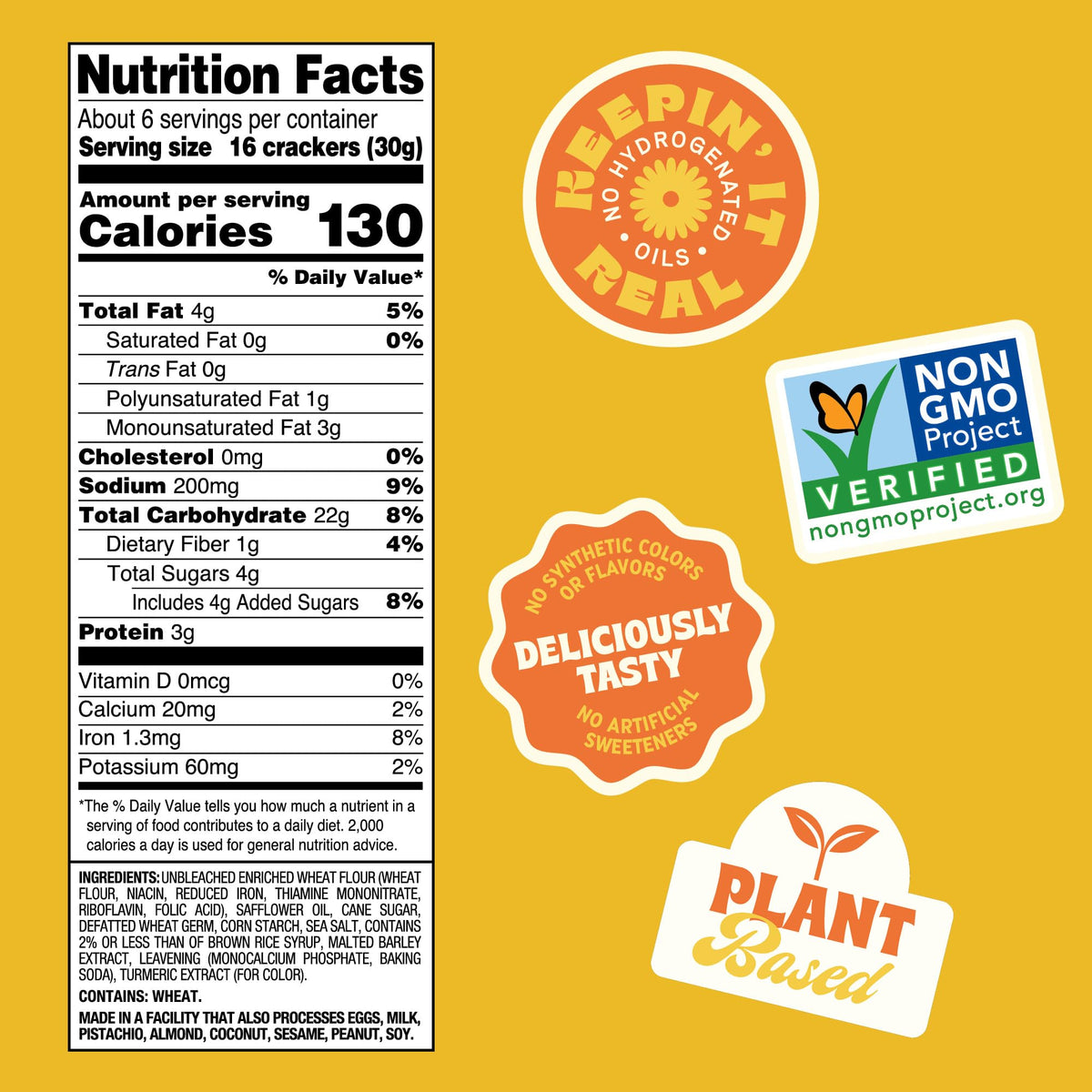 Back To Nature Crispy Wheat Crackers pack of 6, convenient dairy-free snacking.