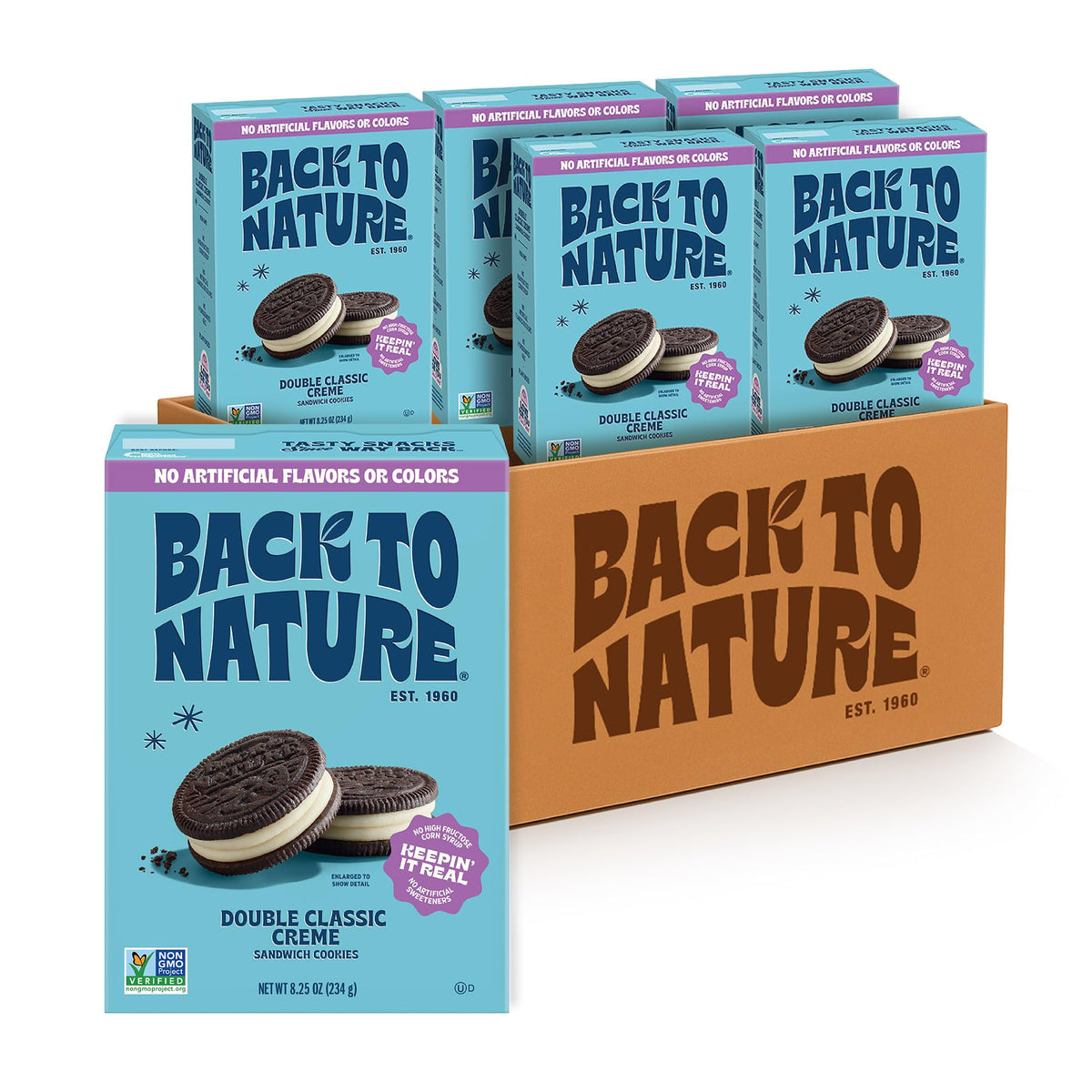 Back to Nature Double Creme cookie pack six count with creamy filling ideal for dunking.