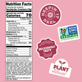 Closeup of pink Himalayan salt seasoning on Back To Nature crackers for savory flavor hints.