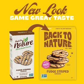 Six-pack display of Back to Nature fudge-striped cookies for sharing