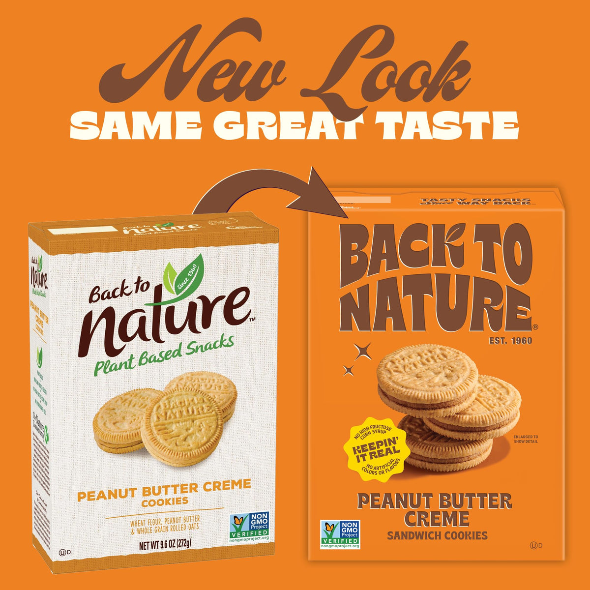 Back to Nature Non-GMO seal on packaging, signaling trusted ingredient standards.