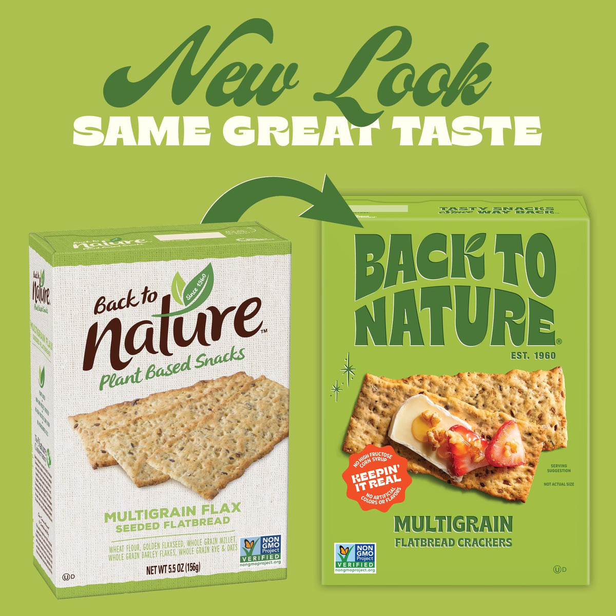Six-pack Back To Nature crackers on a pantry shelf.