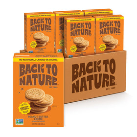 Back to Nature Peanut Butter Creme Cookie Sandwich, a crunchy treat ideal as a snack.
