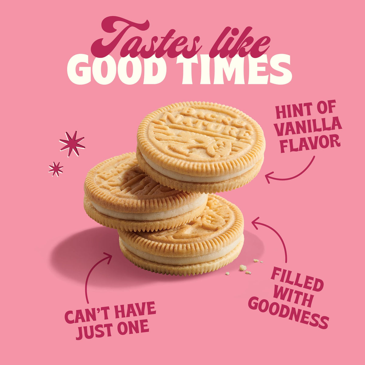 Back to Nature plant-based, non-GMO ingredients highlighted in Golden Creme cookies.