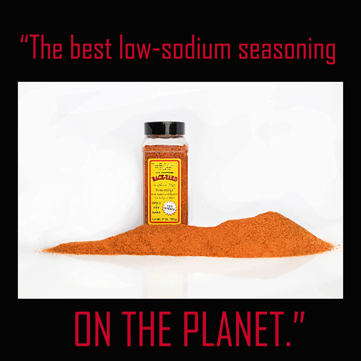Back-yard Southern Style jar open, showcasing easy, low-sodium seasoning option.