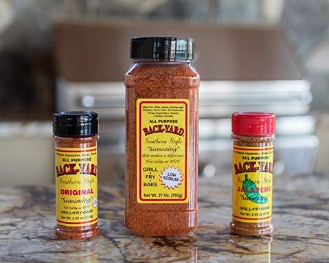 A close-up of seasoned fish with Back-yard Southern Style for flavor depth.