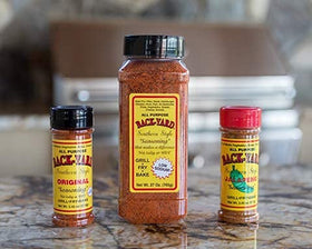 A close-up of seasoned fish with Back-yard Southern Style for flavor depth.