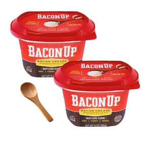 Bacon Up bacon grease two-pack bottles with spoon for easy scooping