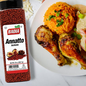 Badia annatto color rice-stew image shows natural golden hue.