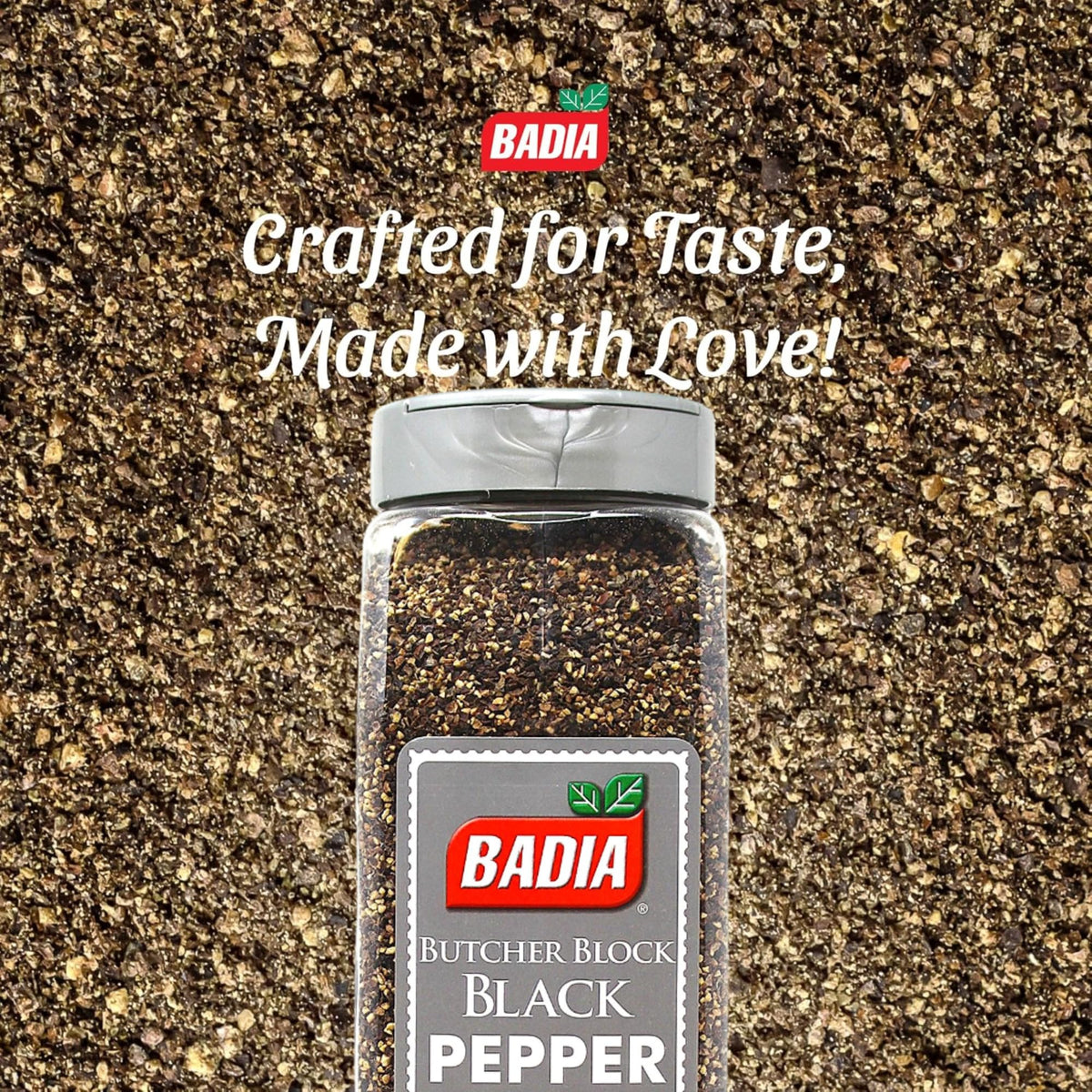 Badia Black Pepper coarse grind for freshness and texture.