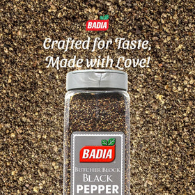 Badia Black Pepper coarse grind for freshness and texture.