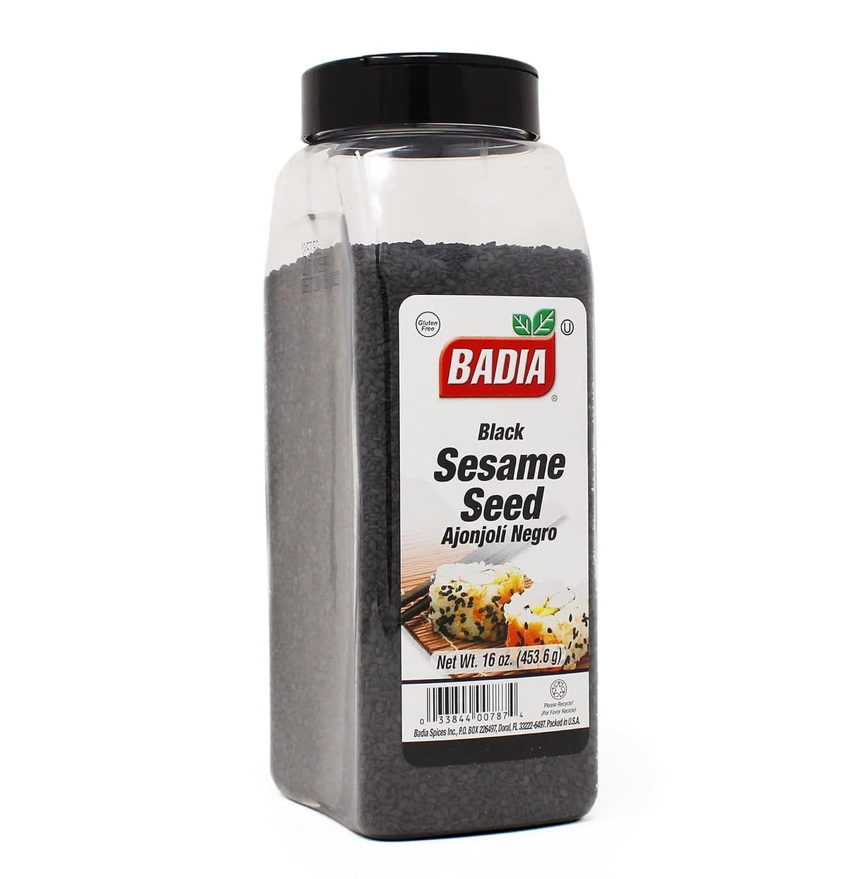Badia black sesame seed bottle close-up showing nutty flavor for cooking