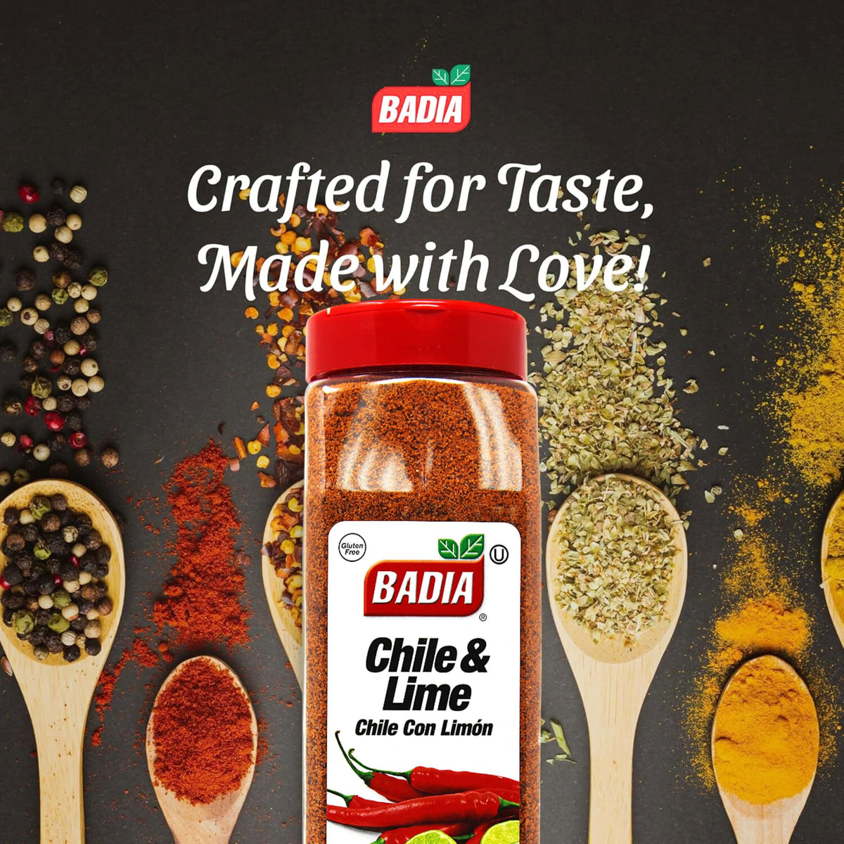 Badia Chile and Lime Seasoning sprinkled on fresh fruit for bright contrast.