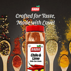 Badia Chile and Lime Seasoning sprinkled on fresh fruit for bright contrast.