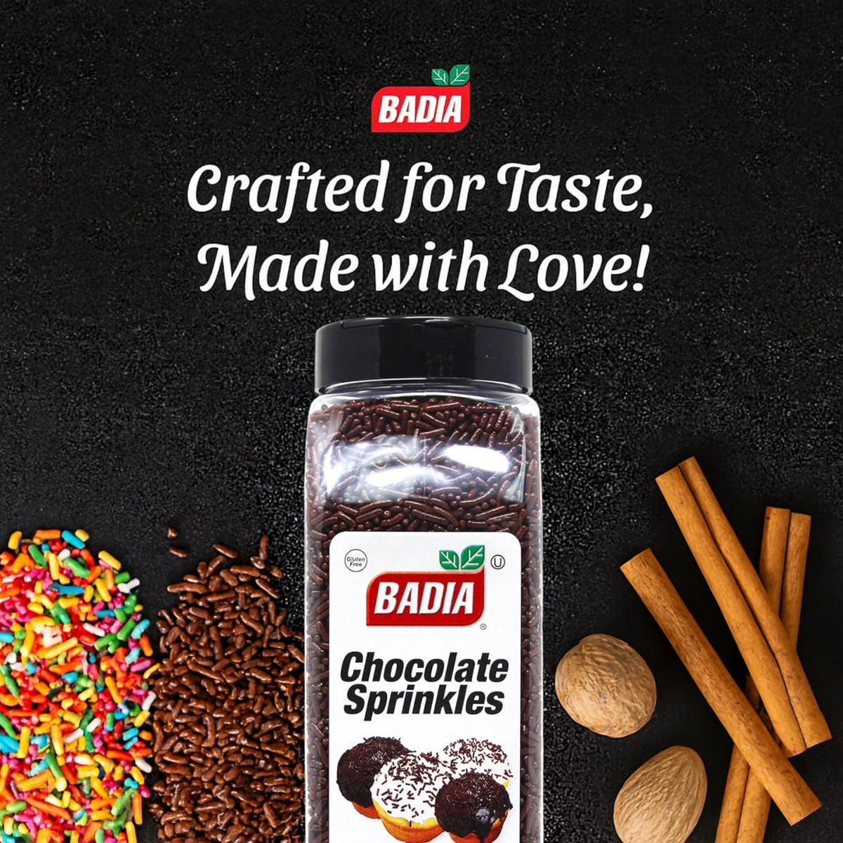 Badia chocolate sprinkles decorate cookies for visual appeal