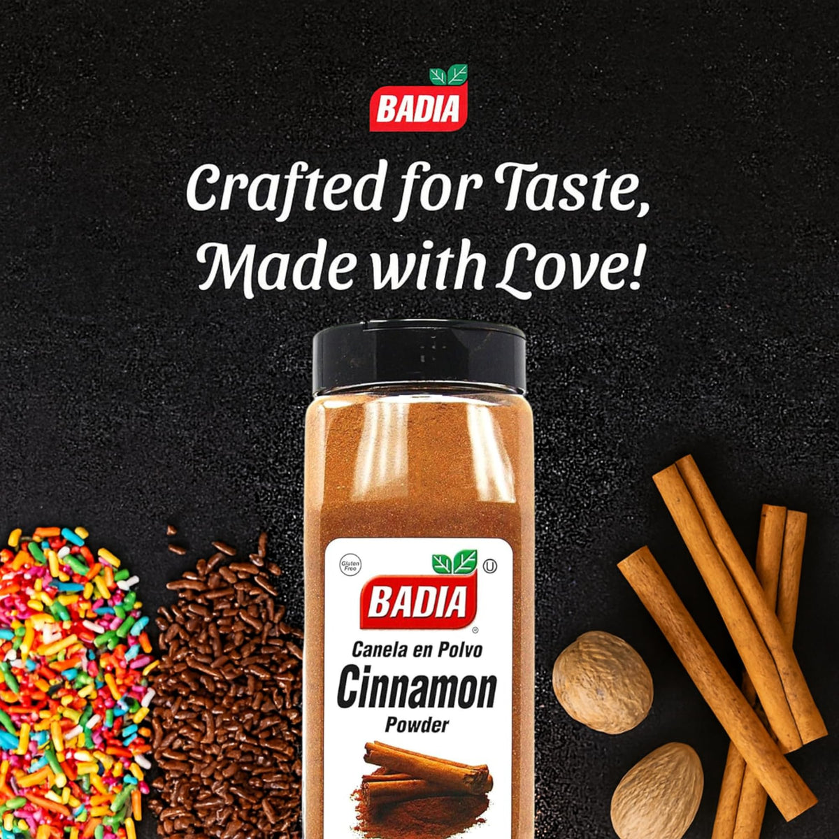 Pouring Badia cinnamon powder highlights its smooth aroma and versatile cooking use