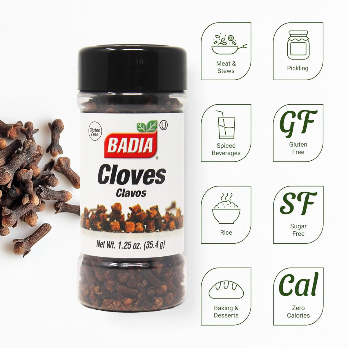 Badia whole cloves eight-pack front view ready for kitchen use in recipes