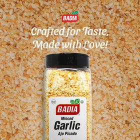 Badia garlic minced spice blend in kitchen scene for versatile cooking.
