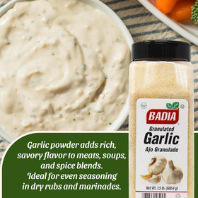 Badia granulated garlic texture-mix blends evenly into dishes