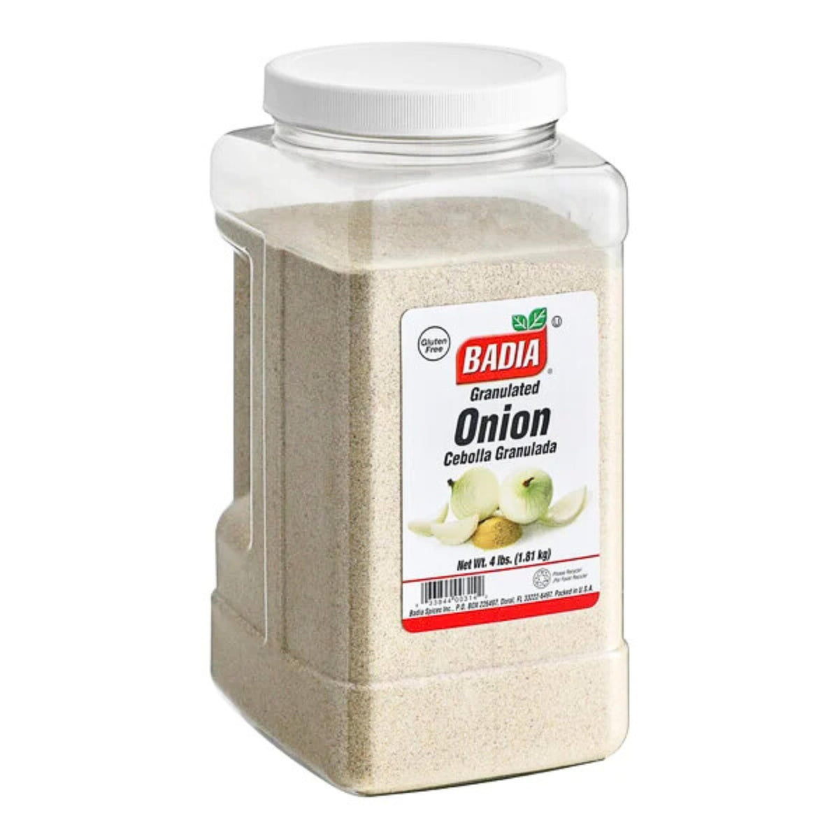 Badia Granulated Onion 4lb container for quick, mess-free seasoning in large batches.