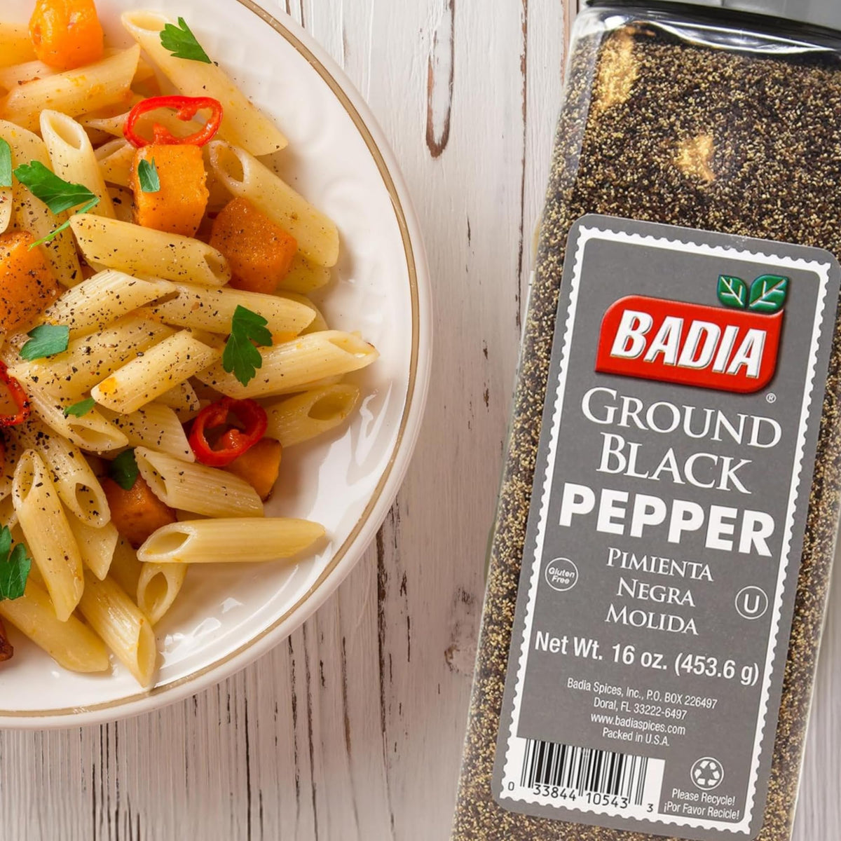 Badia pepper on seasoned meat for bold, peppery flavor.