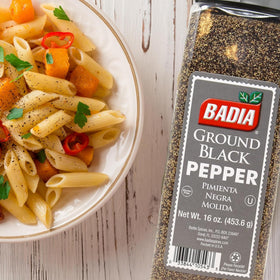 Badia pepper on seasoned meat for bold, peppery flavor.