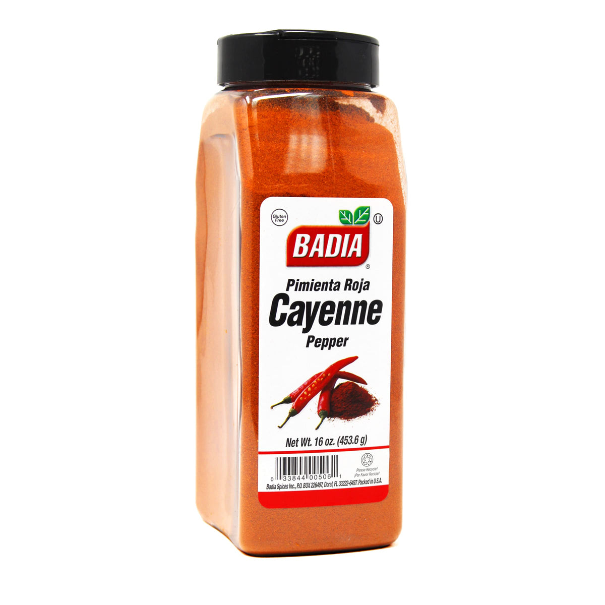 Badia ground cayenne pepper powder jar adds vibrant heat and color to dishes.
