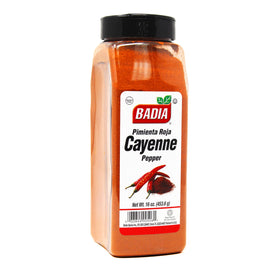 Badia ground cayenne pepper powder jar adds vibrant heat and color to dishes.