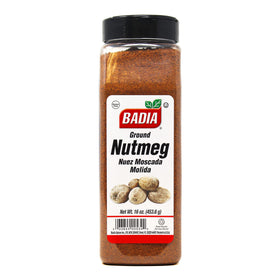 Badia ground nutmeg jar pour showcases warm aroma for baking and cooking