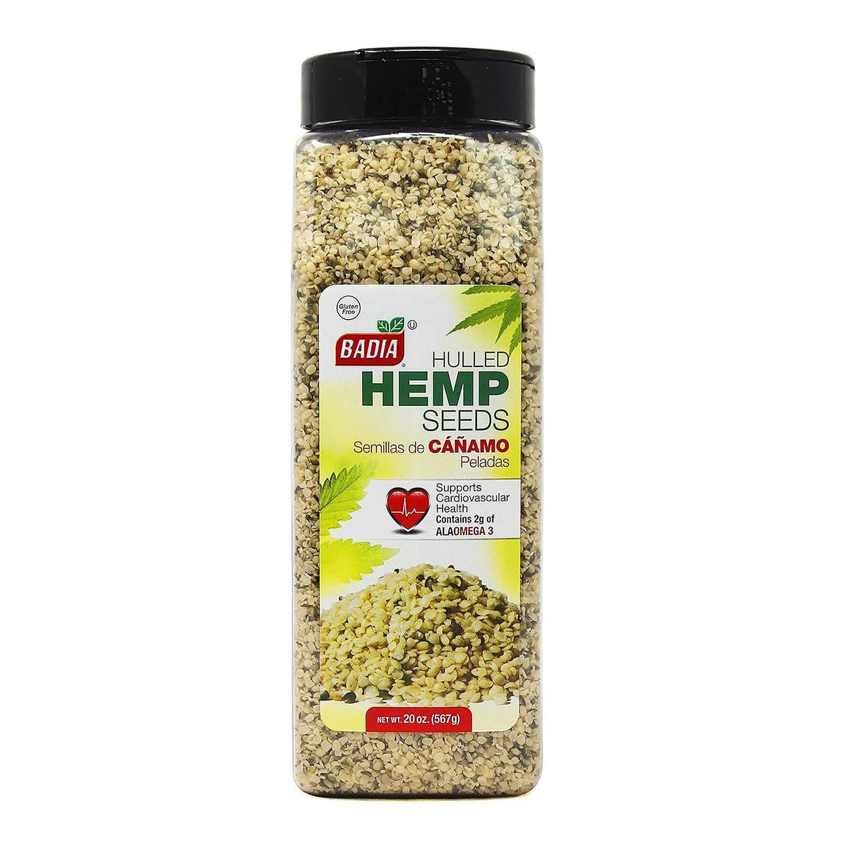 Badia hulled hemp seeds in a bag ideal for versatile snacking and toppings.